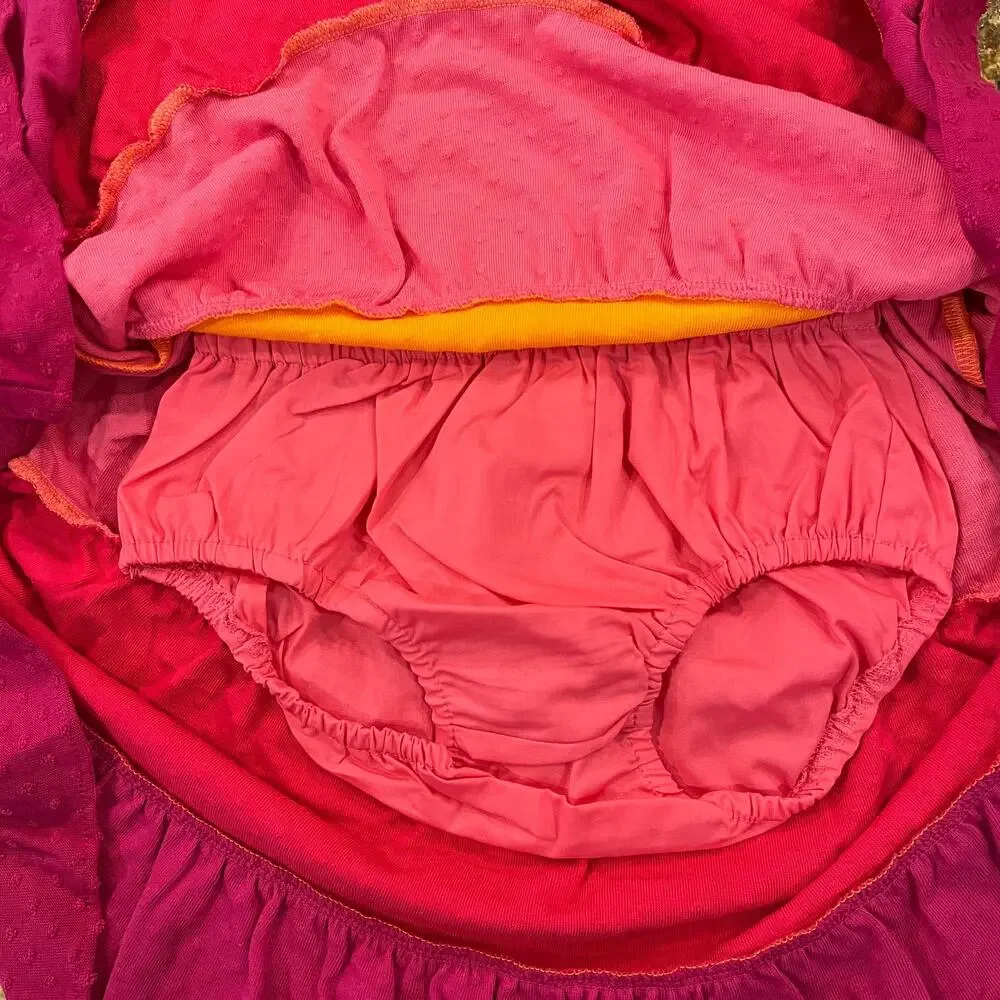 NWT Gymboree Orange & Pink Colorblock Jacquard Tiered Dress